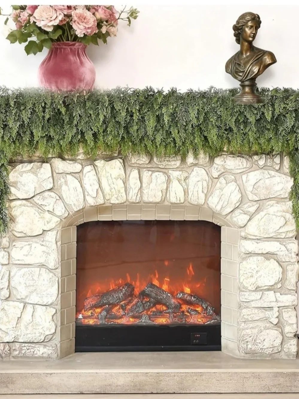 Set of Two Festive Green Cedar Garland. 6 Feet each. NEW.